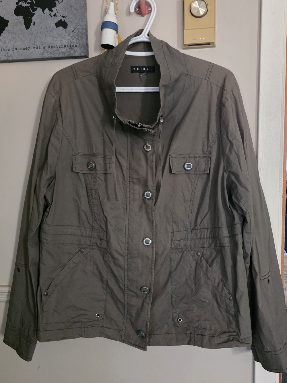 TRIBAL Olive Green Lightweight Utility Jacket